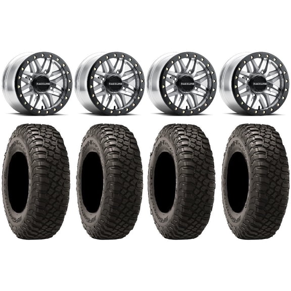 Raceline Ryno Bdlk 15" Mh Wheels 35" BFG KM3 Tires Sportsman RZR Ranger