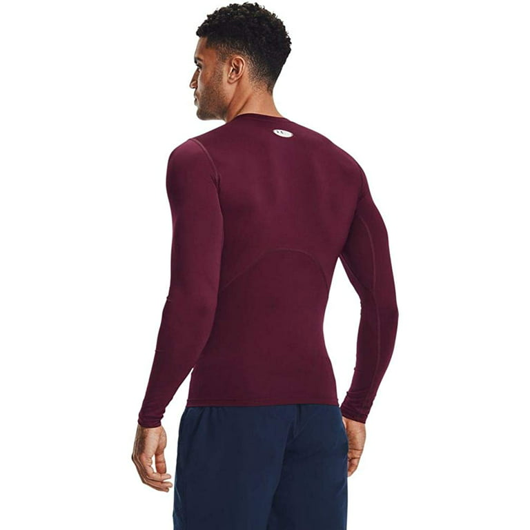 Under Armour Mens HeatGear Compression Long-Sleeve T-Shirt Maroon 609/White  XX-Large 