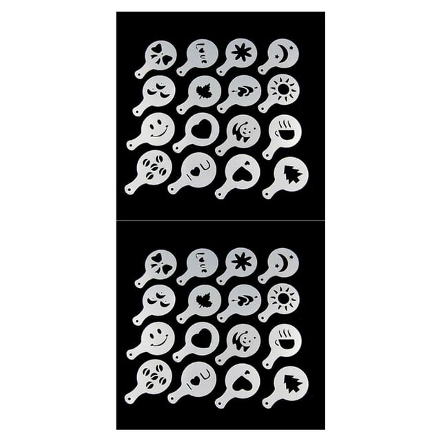 Billuyoard 16pcs / set Patrones Plantillas de café Art Barista Molde Herramienta de plantilla de decoración Se muestra como imagen 2piezas Billuyoard CBP009222