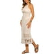 thumbnail image 4 of INSPIRE CHIC Vestido de Playa Sin Mangas con Cuello Halter y Transparente de Crochet para Mujeres XS Color Crema Blanco, 4 of 5