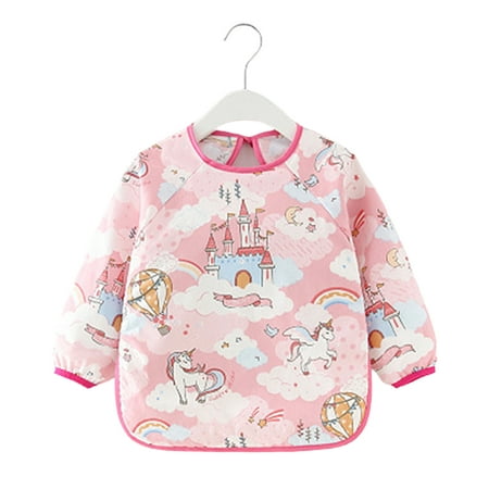 

huanledash Bib Unisex Infant Toddler Baby Cute Pattern Waterproof Long Sleeve Bib Apron Smock