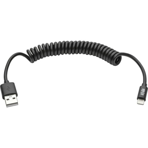 Tripp Lite, TRPM100004COILB, Lightning Connector USB Coiled Cable, 1 Each, Black