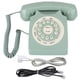 thumbnail image 1 of Teléfono fijo antiguo europeo vintage, de color verde, con llamadas de alta definición y botones grandes transparentes, 1 of 5