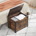 thumbnail image 5 of WhizMax Storage Chest, 23.6 inches Chest Box Organizer with 2 Safety Hinges, Wooden Entryway Storage Bench, Rustic Brown, 5 of 8
