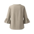 thumbnail image 7 of Women's Solid V-Neck Quarter Sleeve Blouse Casual Fashion Top, 7 of 7