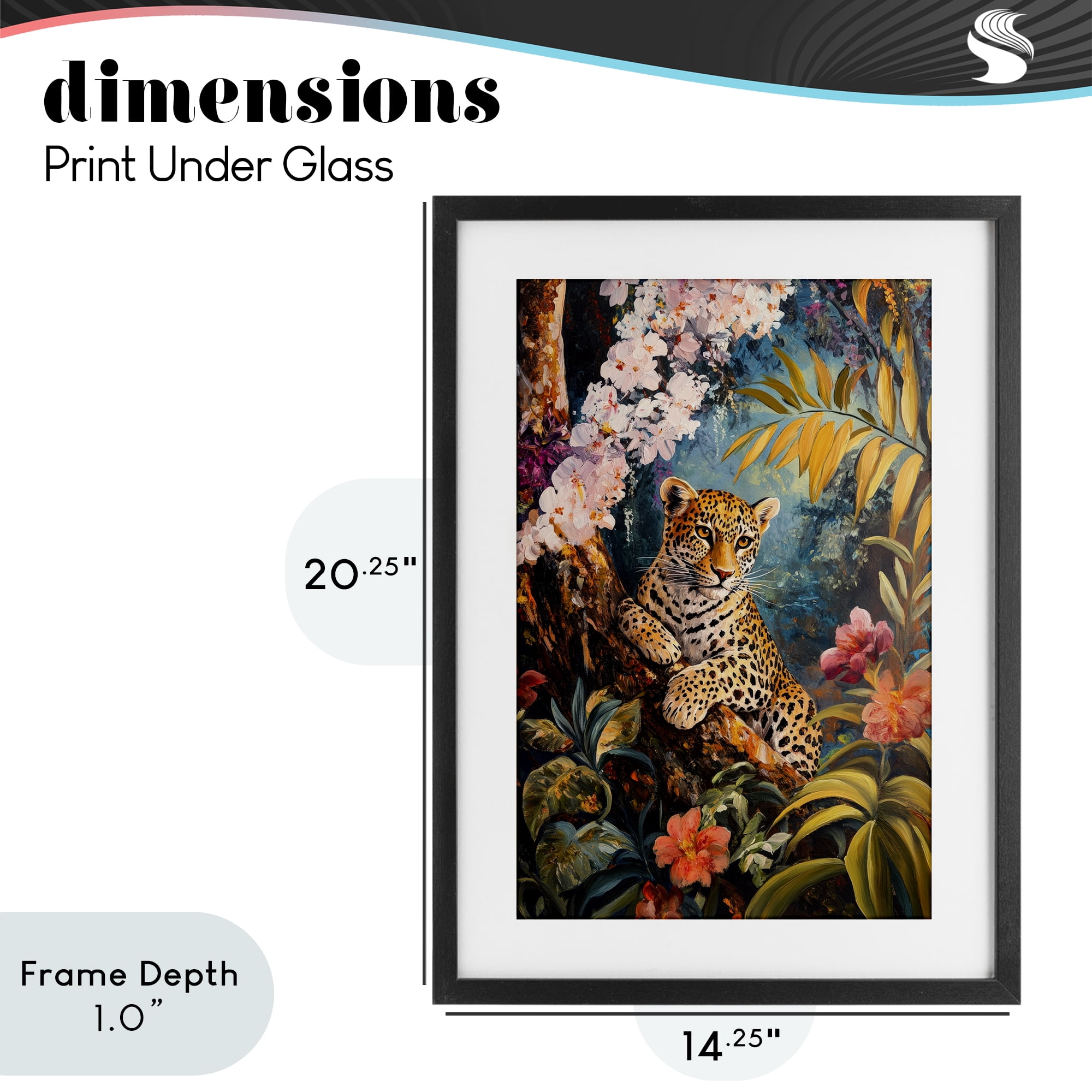 Stupell Industries On The Wild Side Botanicals Black Framed Print Under Glass, design by Petal Prints Design