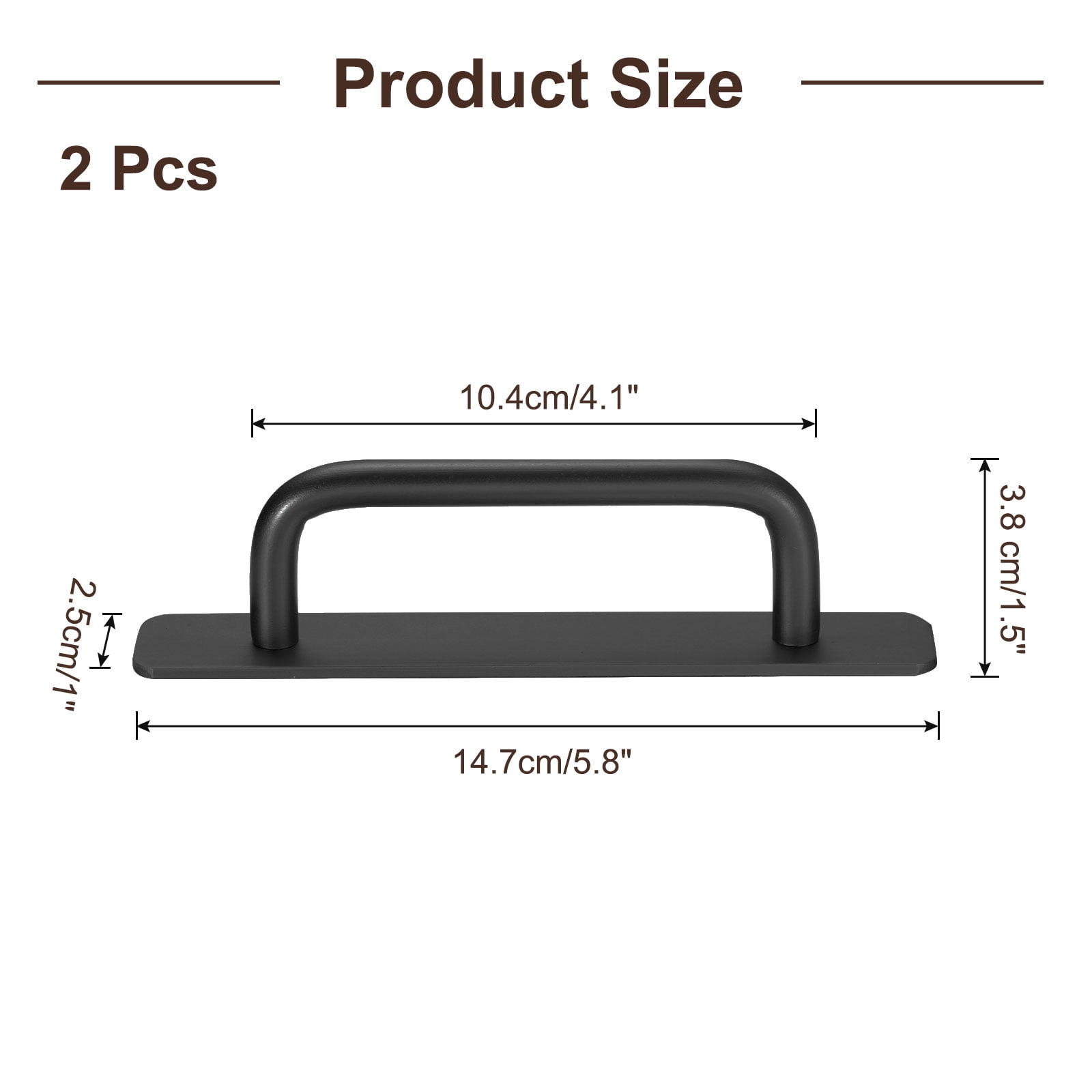 Unique Bargains Adhesive Cabinet No Drilling Handle Pulls for Closet 5.8" Black 2Pcs