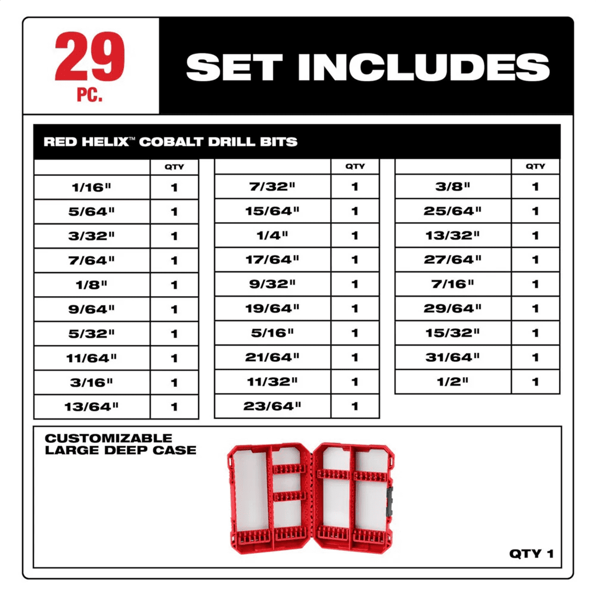 Milwaukee 48-89-2332 RED HELIX Cobalt 29pc Drill Bit Set