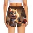 thumbnail image 4 of Uemuo Cartoon Cooking Cat Pattern Women's Athletic Shorts High Waisted Running Shorts with Liner Pockets Gym Elastic Workout Shorts-X-Large, 4 of 9