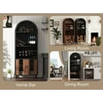 thumbnail image 6 of 71" Farmhouse Arched Wine Bar Cabinet, Whiskey Station with Wine Rack and Wine Glass Holder, Arched Display Cabinet, Liquor Bars Cabinet for Living Dining Room, Black, 6 of 8