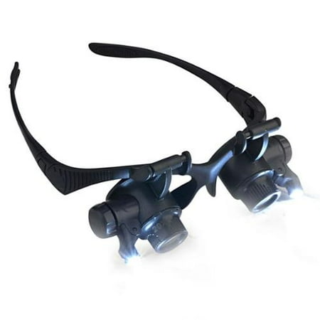 Insten 10X / 20X Magnifier Magnifying LED Light Glasses Type Eye Glass Loupe for Watch Repair Jeweler Jewelry Appraisal
