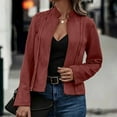 thumbnail image 5 of TKLPEHG Women's Leather Cropped jackets Casual Vintage Zip Up Stand Collar Motorcycle Short Coat Jacket (Wine,XL), 5 of 8