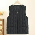 thumbnail image 2 of CUZIBR Women'S Sweaters Elegant Quilted Sleeveless Jacket Thermal Wool Lined Floral Print Zipper Up V-Neck Outerwear Vest Casual Loose Sweatshirt,Black,Xxl, 2 of 3