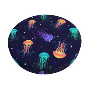 Easygdp Sea Jellyfish Print Easy To Install Bar Stool Covers&Stool Covers Round&Elastic Stool Cover, Barstool Covers,Washable&Bottom With Elastic Edge-14 inch
