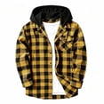 thumbnail image 5 of Men's Plaid Hooded Flannel Shirt Jacket, Patchwork Long Sleeve Button Down Casual Shacket With Chest Pocket, Size S-3XL, 5 of 9
