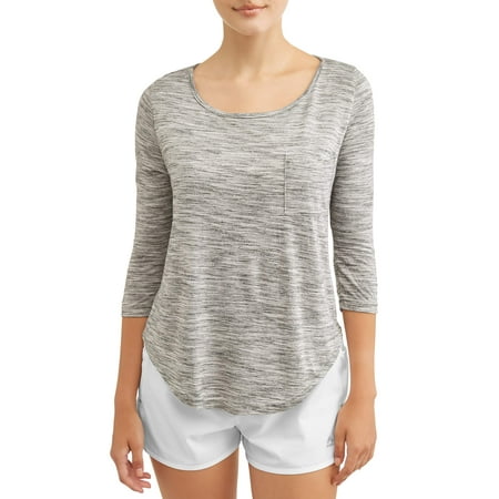 Scoop Neck Empire Top - Women's Active 3/4 Sleeve Scoop Neck Top