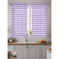 thumbnail image 2 of Purple Curtains 45 Inch Length, Sheer Curtains for Bedroom Living Room Window Country French Rustic Buffalo Plaid Modern Art Rod Pocket Drapes Kitchen Curtains Small Half Window 42"x45" 2 Panels, 2 of 6