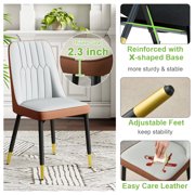 JUFU 63 Black Faux Marble Dining Table Set, 5-Piece Modern Dining Set with PU Leather Chairs and Metal Legs for Kitchen, Dining Room, Living Room