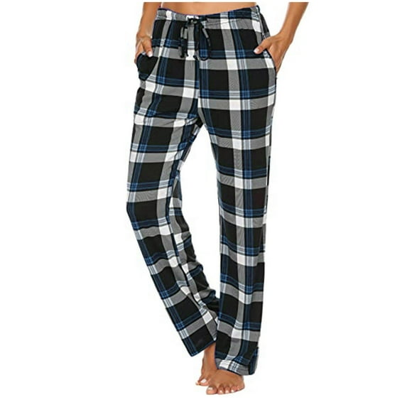 Yuyuzo Women's Plaid Pajamas Pants Casual Comfy Lounge Pants Drawstring High Waisted Wide Leg Pjs Pants Loungewear
