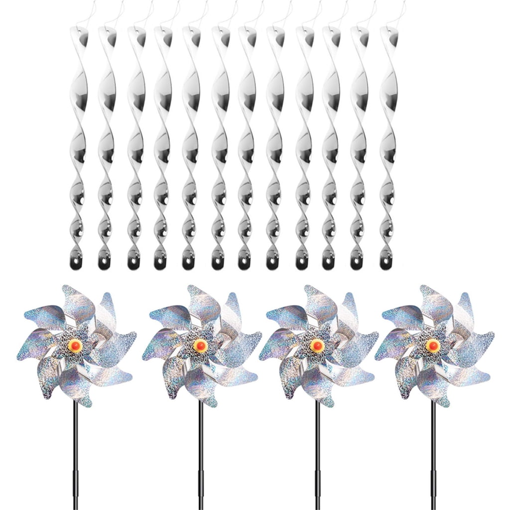 YUUZONE 12 Pieces Bird Repellent Reflective Scare Rods Birds Deterrent