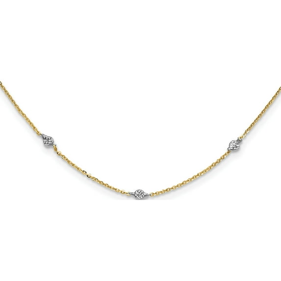 14K Yellow & Rhodium White Polished D/C With 2 In Ext Necklace (20 X 3.3) Made Italy sf2629-18