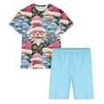 thumbnail image 4 of VBTAPA Womens Christmas Pajamas Shorts Set Xmas Snowflake Printed Short Sleeve T-shirt with Shorts Matching Lounge Pj Sets 2 Piece Holiday Sleepwear D-Multicolor#2 S, 4 of 8
