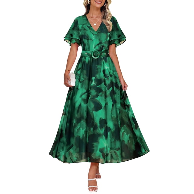Vestido largo ZESICA 2025 con estampado floral casual de verano para mujer
