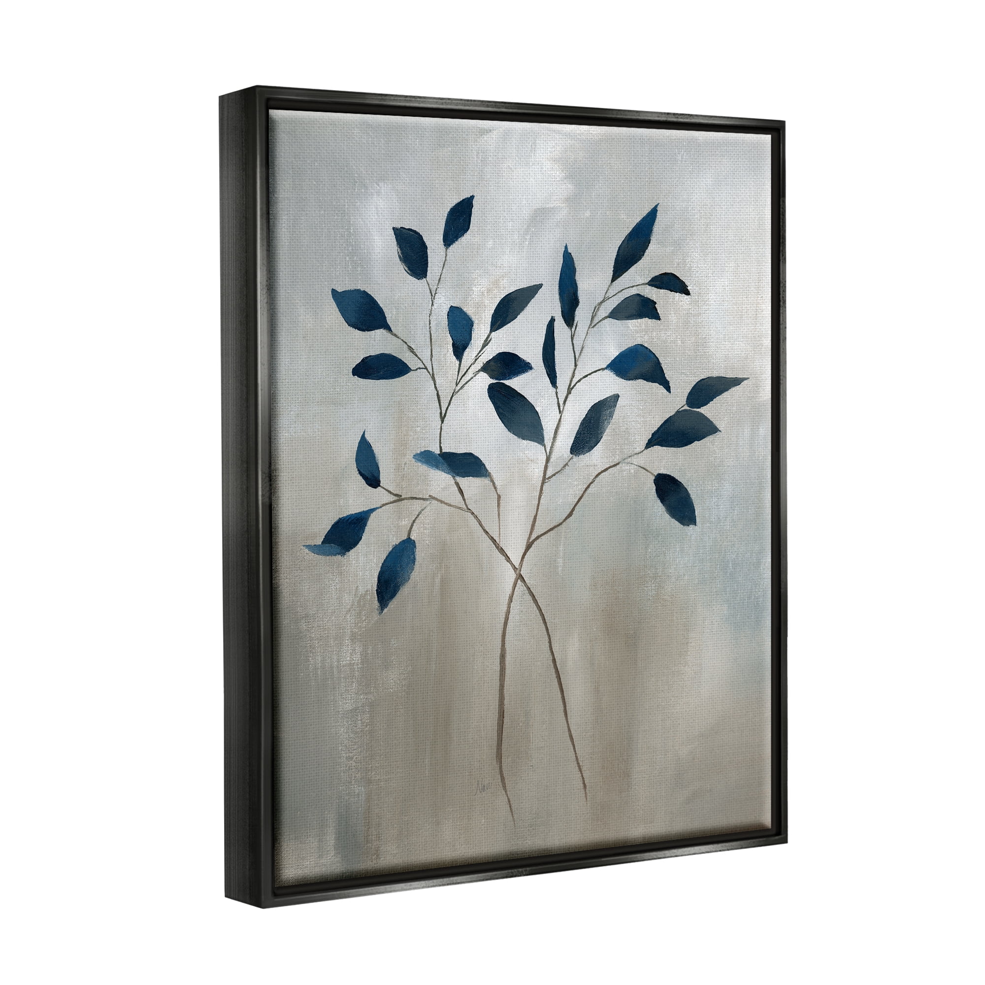 Stupell Industries Grey Herb Sprigs Botanical & Floral Painting Black Floater Framed Art Print Wall Art, 25 x 31
