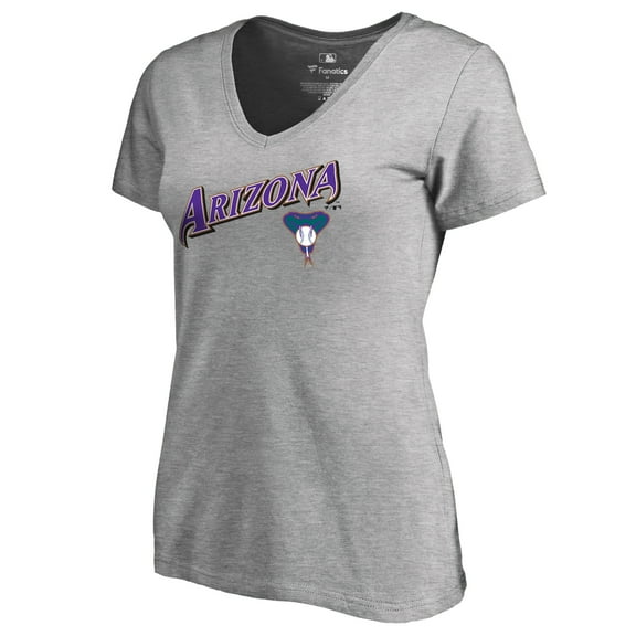 Women's Heather Gray Arizona Diamondbacks Core Wahconah V-Neck T-Shirt