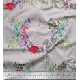 thumbnail image 1 of Soimoi Gray Cotton Voile Fabric Insect,Rose & Wreath Flower Decor Fabric Printed BTY 56 Inch Wide, 1 of 3