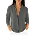 thumbnail image 5 of Zxlsdmn Zip Up Cardigan Sweater for Women Comfy Stand Collar Cardigans Casual Long Sleeve Solid Color Jacket Sweaters Fashion Fall Winter Clothes M, 5 of 9