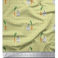 thumbnail image 1 of Soimoi polyester Crepe Fabric Carrot & Rabbit Dots Print Sewing Fabric Yard 42 Inch Wide, 1 of 5