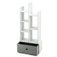 thumbnail image 1 of Patiojoy Tree Shaped Bookcase with Drawer Free Standing Bookshelf with 7 Open Storage Shelves Tall Display Rack with Bookshelves White, 1 of 10