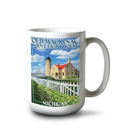 

15 fl oz Ceramic Mug Mackinac Island Michigan Old Mackinac Lighthouse Dishwasher & Microwave Safe