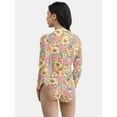 thumbnail image 3 of No Boundaries Women's Surf One Piece Swimsuit with Long Sleeves, Sizes XXS-XL, 3 of 5
