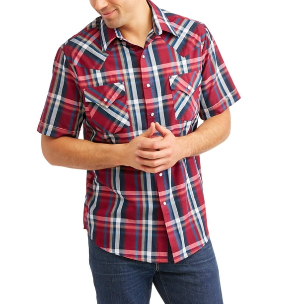 Plains Big and Tall Mens Short Sleeve Plaid Western Shirt Walmart