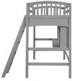 thumbnail image 6 of Tcbosik Twin Size Loft Bed with Open Shelves and Writing Desk, Wood Bed Frame with Inclined Ladder and Safety Guardrail, Easy Assembly, Gray, 6 of 9