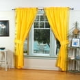 thumbnail image 3 of Rod Pocket Sheer Sari Curtains 80" W x 96" L matching tiebacks- Handcrafted Yellow Indian Drapes Unlined for light & airy ambience Perfect for Living/Bedroom/Dining Room Sold in Pairs, 3 of 5