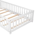 thumbnail image 6 of Twin size Floor Platform Bed for Kids, Wood Platform Bed with Safety Guardrails  without Door, Low Profile Montessori Bed Frame with Slats Support, Easy Assembly,No Box Spring Needed, White, 6 of 9