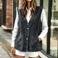 thumbnail image 7 of IUYRTFE Women's Relaxed Fit Denim Vest with Pockets – Button-Front V-Neck Sleeveless Casual Jacket for Spring Fall and Daily Layering, 7 of 7