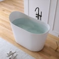 thumbnail image 2 of MEDUNJESS 43" Premium Freestanding Solid Surface Resin Stone Small Bathtub, Modern Design Japanese Freestanding Tub with Pop-up Drain and Overflow, Matte White, 2 of 10