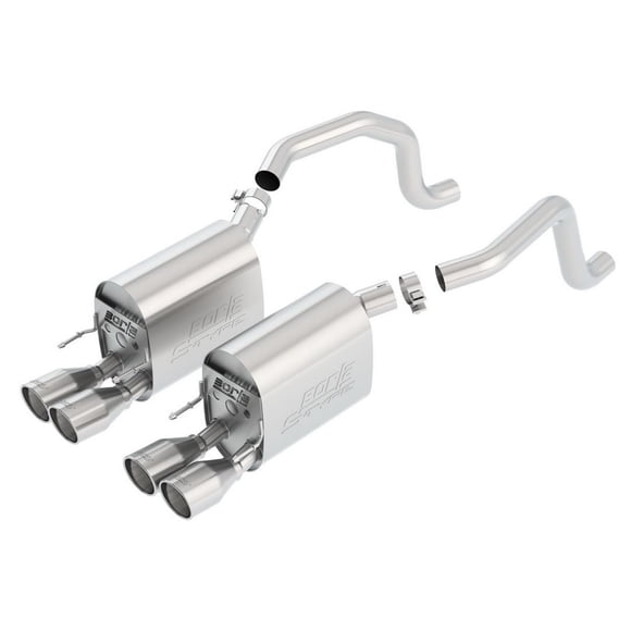 Fits 2009-2013 Chevrolet Corvette Borla Exhaust System Kit 11811 S-Type II Axle Back System; T-304 Stainless Steel; With Mufflers; 2-1/2 Inch To 2 Inch Pipe Diameter; Dual Exhaust With Quad Exit