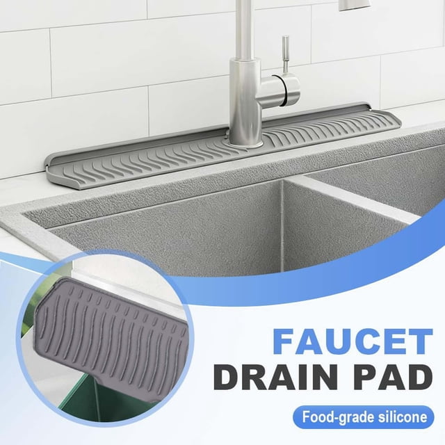 pstuiky 76Cm Kitchen Sink Faucet Pad Water Flowing Drying Cushion & Storage Mat Sink Guard Splashback for Countertop Protection
