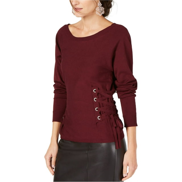 I-N-C Chandail à Lacets pour Femmes, mediunred TP