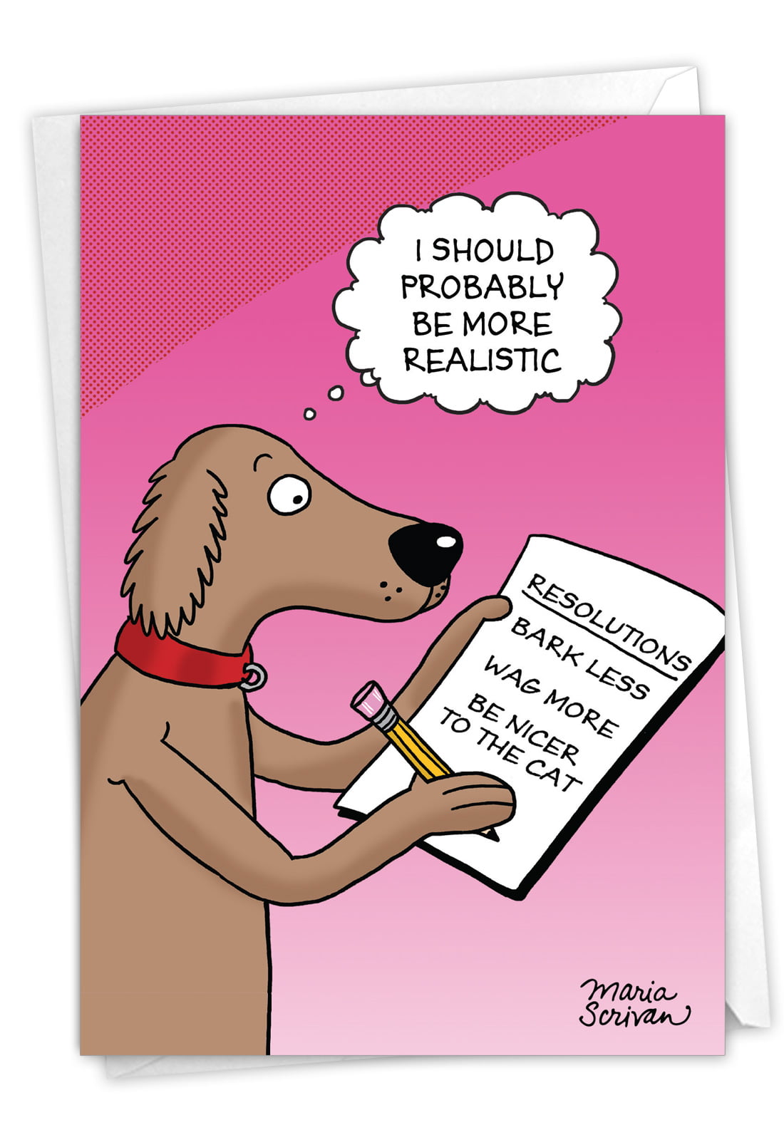 1 Funny New Year Card with Envelope - Dog Resolutions C4520NYG 