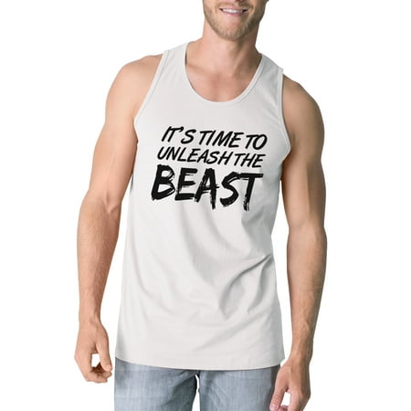 Unleash Beast Mens White Racerback Tank Top For Workout Gym Tanks