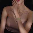 thumbnail image 2 of Pulsera de cuentas de oro para mujer, pulsera de cuentas chapada en oro, pulsera elástica retráctil, paquete de cinco JM, 2 of 4