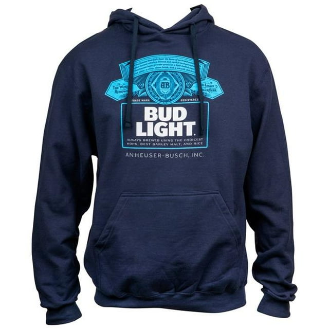 Bud Light 808268-small Bud Light Bottle Label Hoodie, Navy Blue - Small
