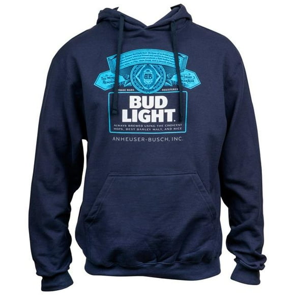 Bud Light 808268-small Bud Light Bottle Label Hoodie, Navy Blue - Small