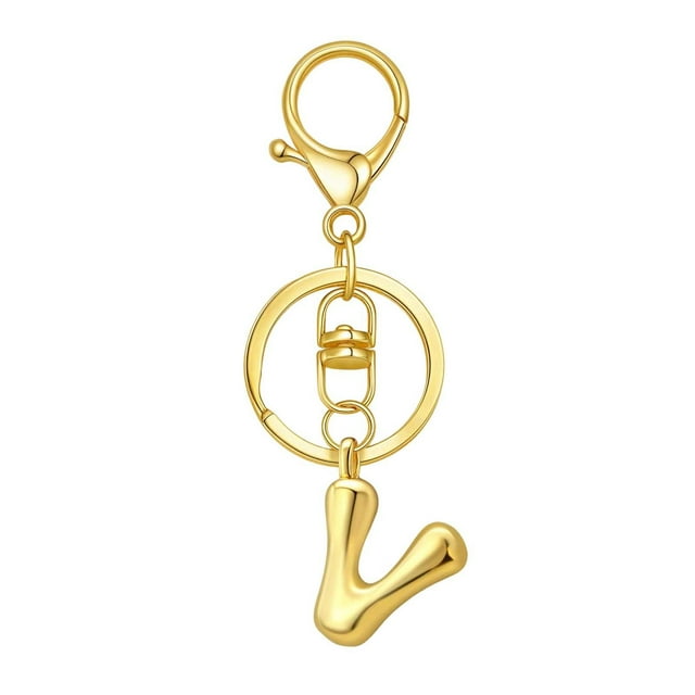 Hearth & Gear Custom Letter Keychain Key Ring For Initial Charm With Sturdy Metal Loop And Easy To Find Design For And Luggage